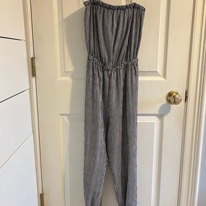 striped, black, white, jumpsuit, strapless, audrey 3+1
